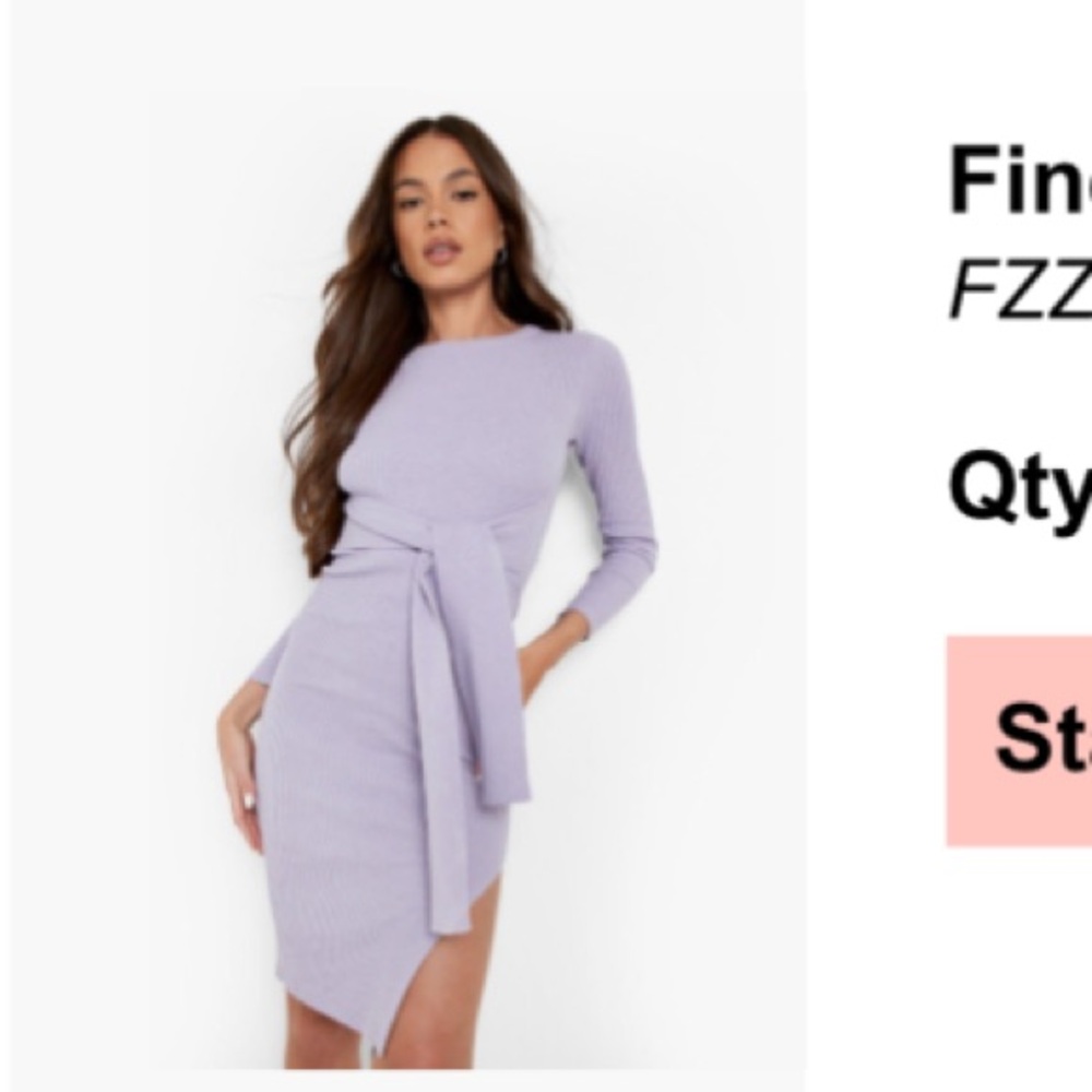 BOOHOO Midi Lavender Knit Dress